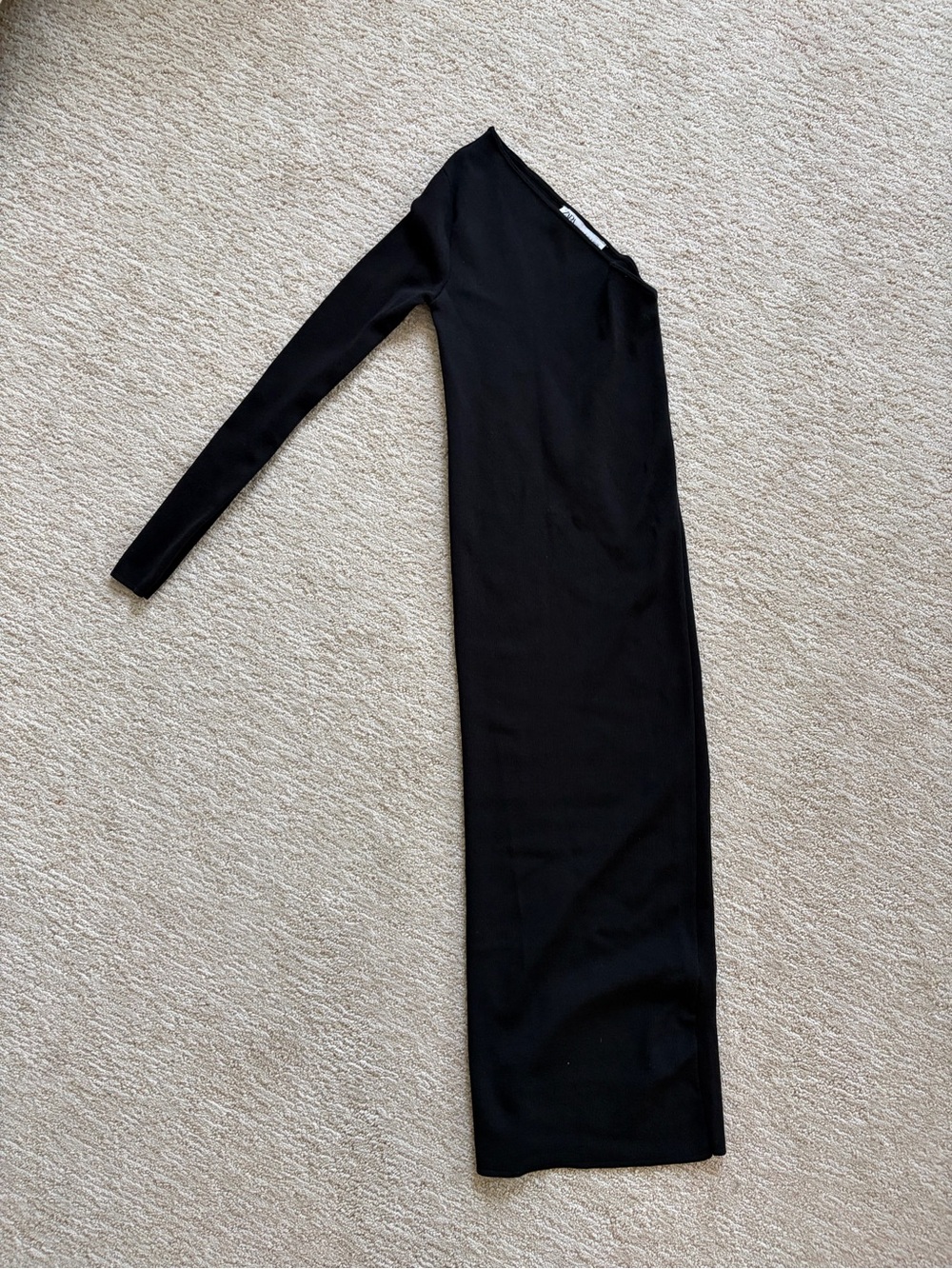 Zara | One-Shoulder Black Midi Dress